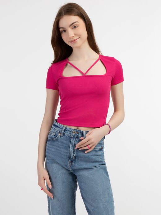 Damen Rippstrick T-Shirt