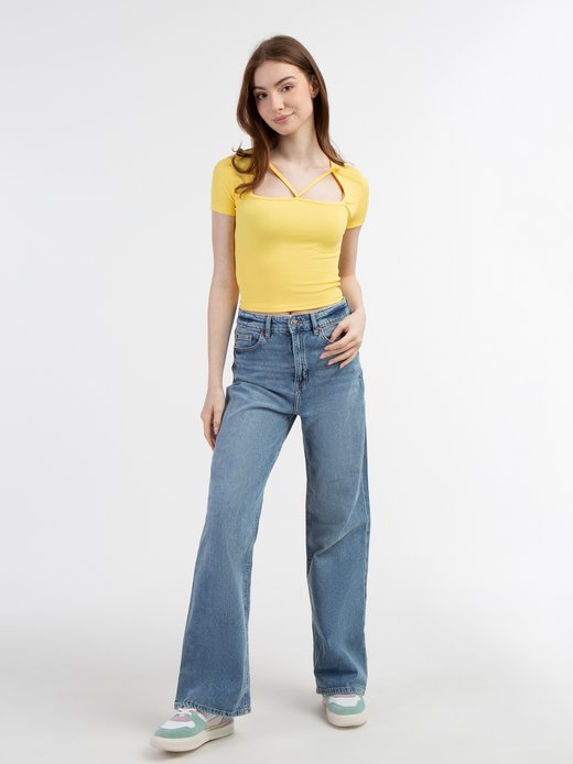 Damen Rippstrick T-Shirt