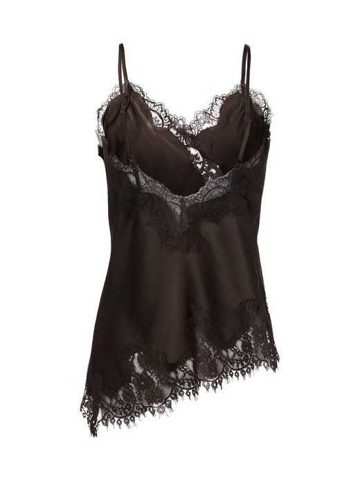 Damen Satintop mit Spitze - Viole