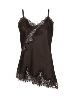 Damen Satintop mit Spitze - Viole