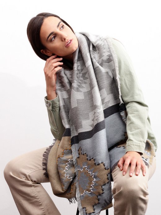 Damen Schal - Handbestickter Jacquard-Schal