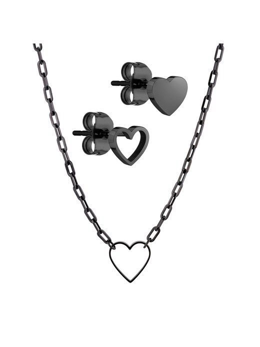 Damen Schmuck-Set  -  Empty Black Hearts