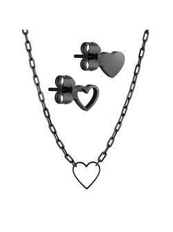 Damen Schmuck-Set  -  Empty Black Hearts
