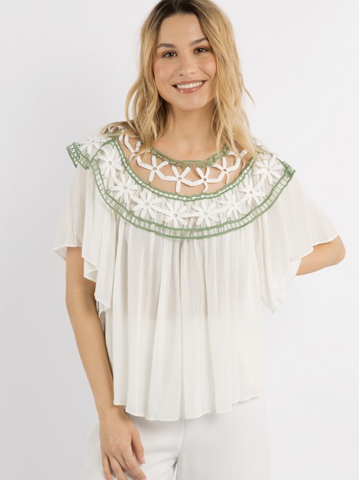 Damen Shirt mit Blumenspitze