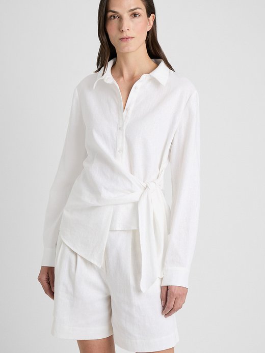 Damen Sommerbluse mit Leinen-Anteil