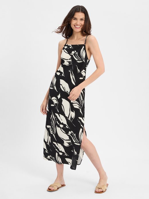 Damen Sommerkleid mit Leinen-Anteil - Qualeza floral