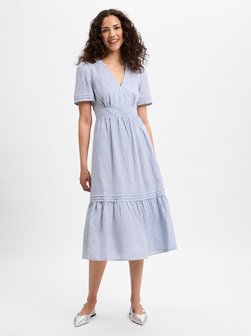 Artikelbild Damen Sommerkleid mit Leinen-Anteil von Ambiance in marine weiß gestreift