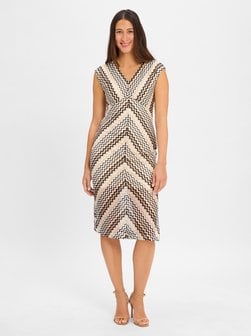 Artikelbild Damen Sommerkleid von comma in beige weiß gemustert