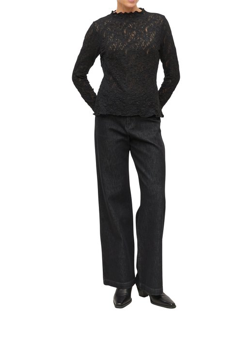 Damen Spitzen-Langarmshirt