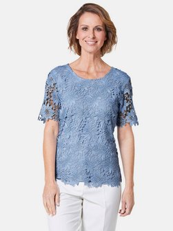 Artikelbild Damen Spitzenbluse von Goldner in blau strukturiert