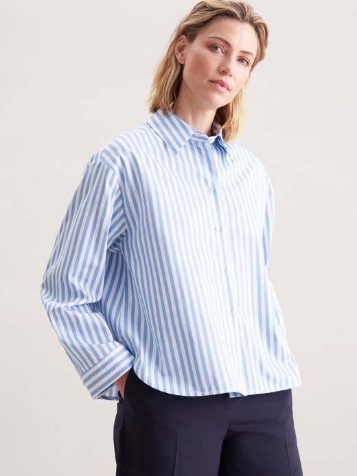 Damen Stehkragenbluse - Gestreift