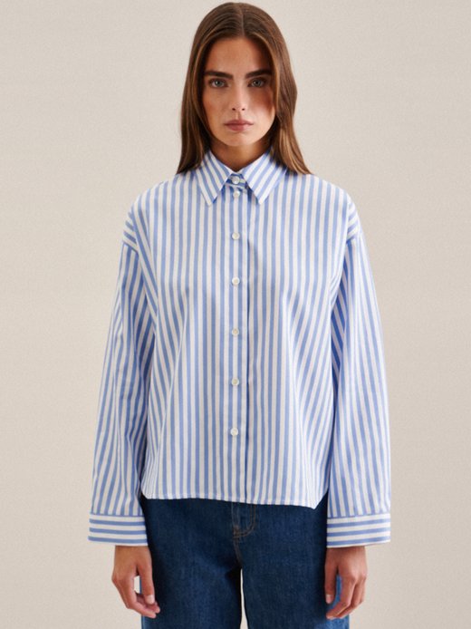 Damen Stehkragenbluse - Oversized Fit