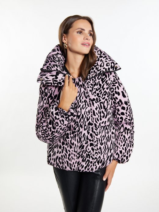 Damen Steppjacke mit Leo-Print