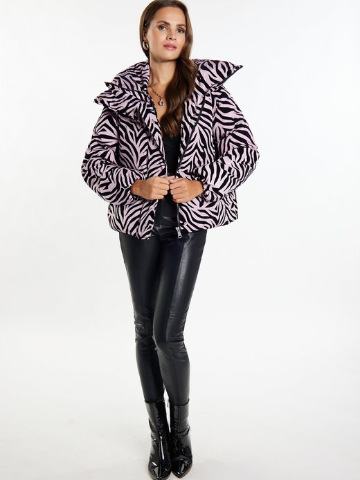 Damen Steppjacke mit Zebra-Print