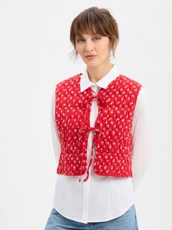 Damen Steppweste mit Leinen-Anteil -