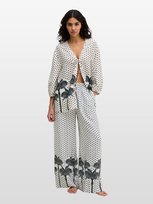 Damen Strandshirt  -  Palm Border Geo