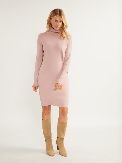 Damen Strick-Langarmkleid midi