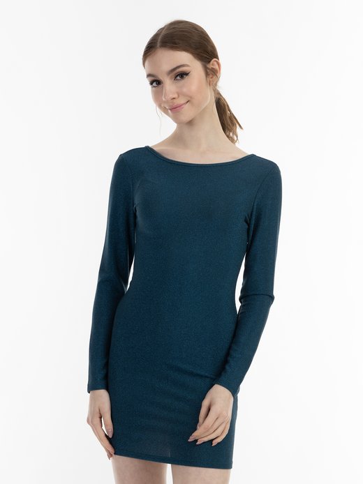 Damen Strick-Langarmkleid mini