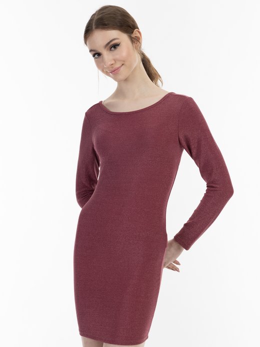 Damen Strick-Langarmkleid mini