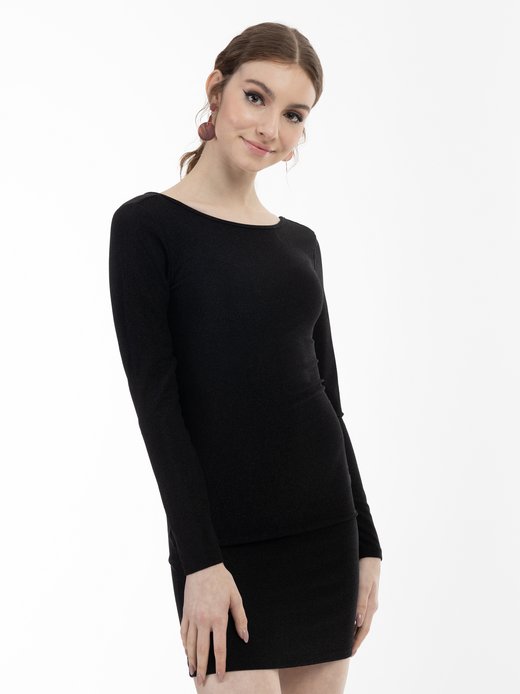 Damen Strick-Langarmkleid mini