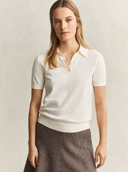 Damen Strick-Poloshirt mit Cashmere-Anteil