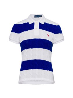 Artikelbild Damen Strick-Poloshirt von Polo Ralph Lauren in blau weiß gestreift