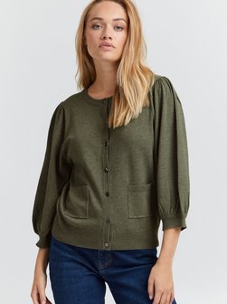 Artikelbild Damen Strickjacke - PZSARA von PULZ Jeans in grün uni