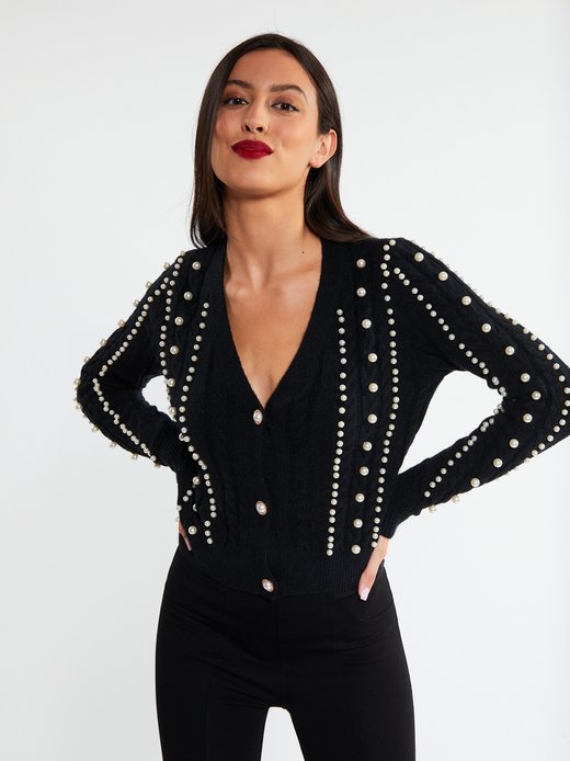 Damen Strickjacke mit Perlen