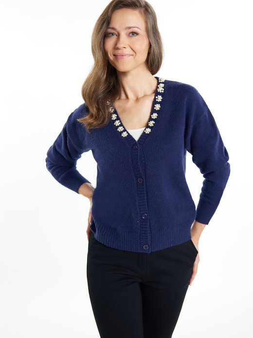 Damen Strickjacke mit Perlen