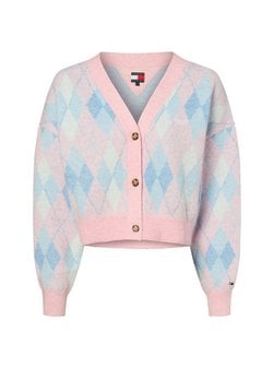 Artikelbild Damen Strickjacke von Tommy Jeans in altrosa hellblau kariert