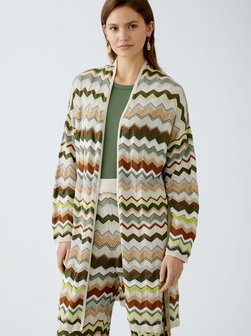 Artikelbild Damen Strickmantel von Oui in beige grün gemustert