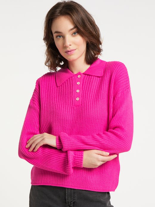 Damen Strickpoloshirt