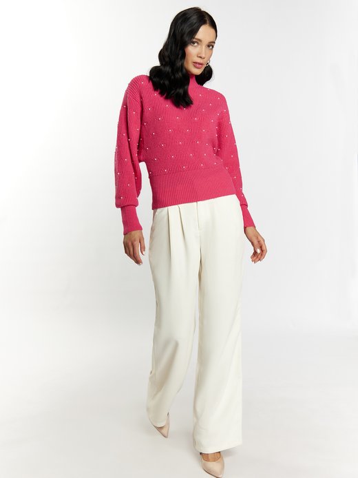 Damen Strickpullover mit Perlen