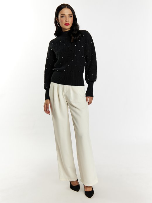 Damen Strickpullover mit Perlen