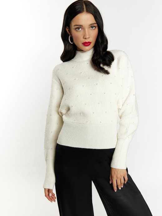 Damen Strickpullover mit Perlen