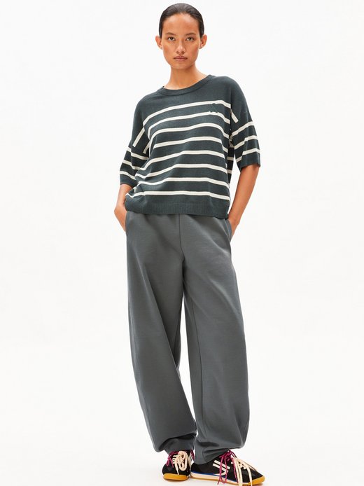 Damen Strickshirt mit Leinenanteil - Stripe Linen Blend