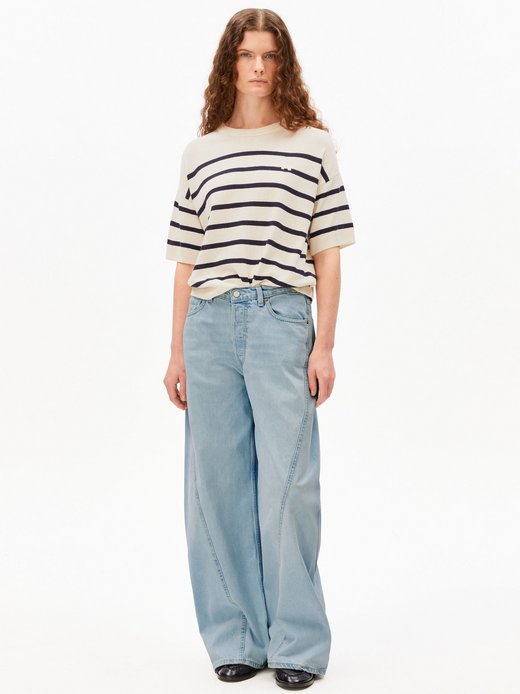 Damen Strickshirt mit Leinenanteil - Stripe Linen Blend