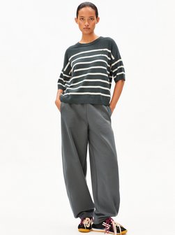 Damen Strickshirt mit Leinenanteil - Stripe Linen Blend