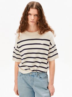 Damen Strickshirt mit Leinenanteil - Stripe Linen Blend