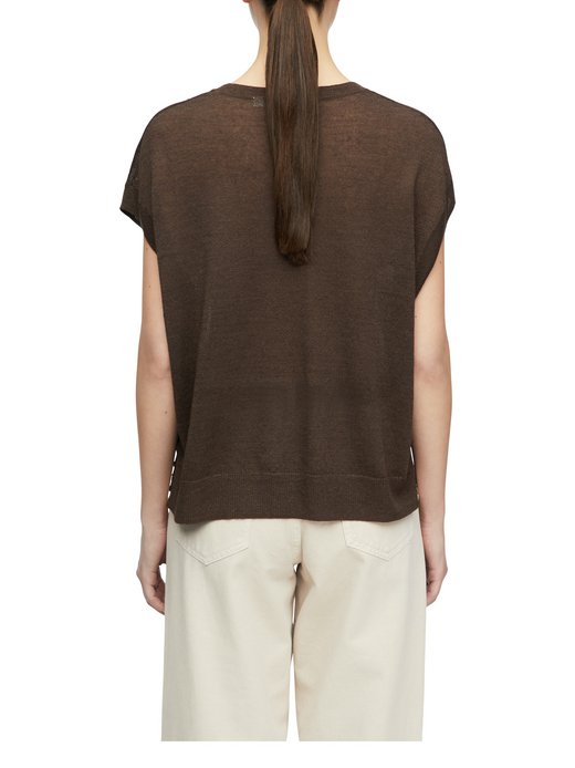 Damen Stricktop mit Leinenanteil