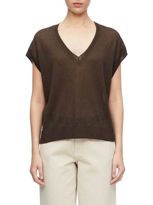 Damen Stricktop mit Leinenanteil