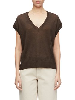 Damen Stricktop mit Leinenanteil