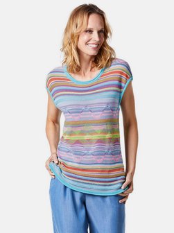 Artikelbild Damen Stricktop von Goldner in blau gemustert