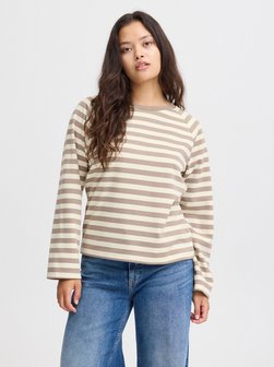 Artikelbild Damen Sweatshirt - IHITIRA SW LS2 von Ichi in beige gestreift