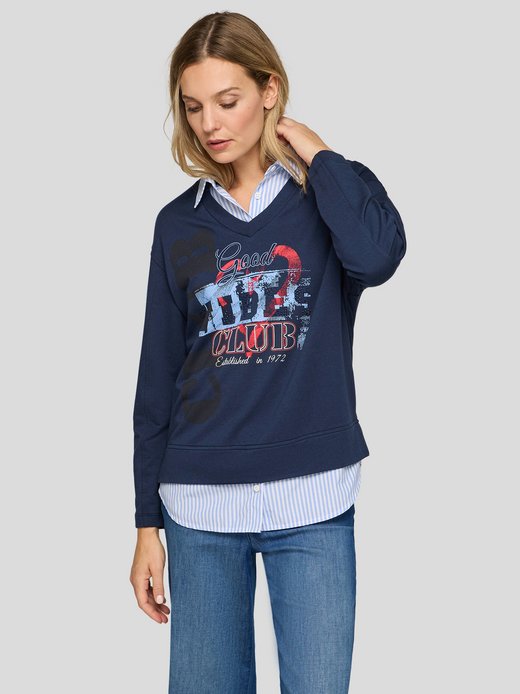 Damen Sweatshirt mit Bluseneinsatz