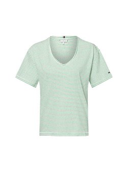 Artikelbild Damen T-Shirt mit Leinenanteil von Tommy Hilfiger in ecru gras gestreift