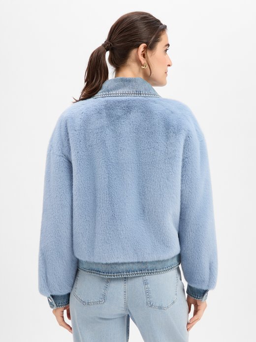Damen Teddy-Jeansjacke