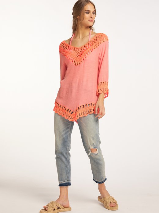 Damen Tunika mit Häkelpart