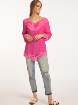 Artikelbild Damen Tunika mit Häkelpart von IZIA in pink uni