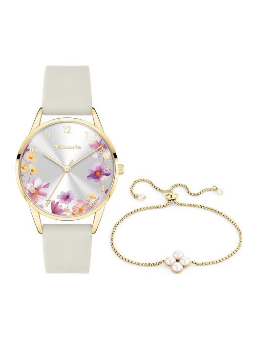 Damen Uhr & Armband Set  -  Flower Combination